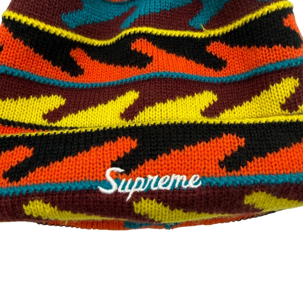Supreme Wave Pattern Beanie Multi Color Knit Script Logo Winter Hat Mens OS - Picture 3 of 6